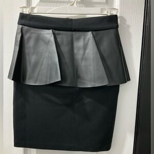Women’s Black Peplum Skirt Faux Leather Size XS